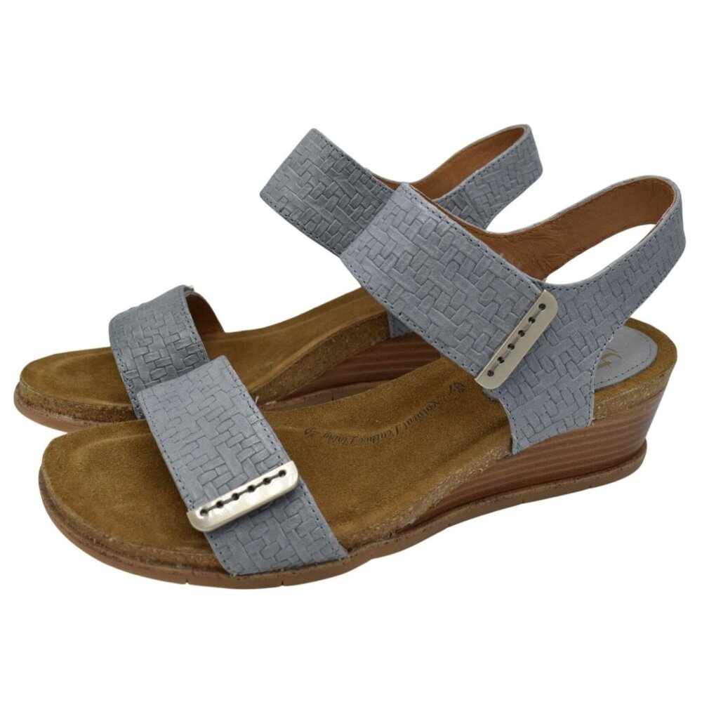 Sofft Womens‎ Size 8.5 Verdi II Chambray Woven Wedge Sandals Shoes